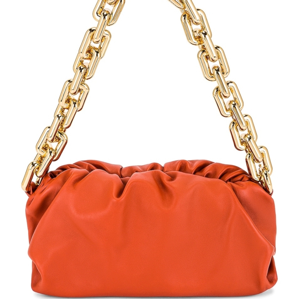 Bottega Veneta orange chain pouch bag